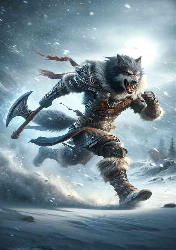 High action pose wolf in full battle mode