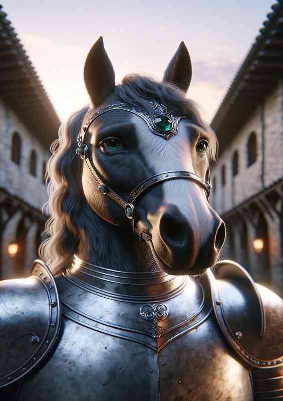 Horse knight focusing features of the horses face