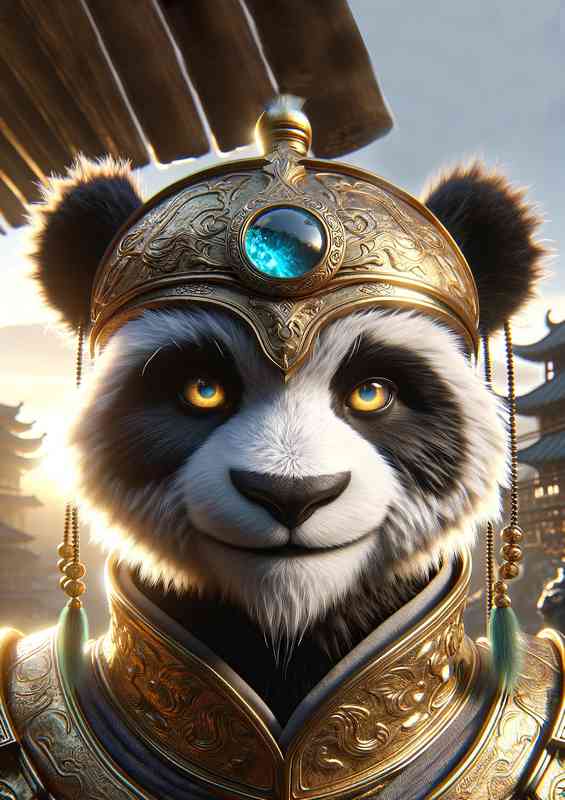 Panda warrior highlighting the expressive face