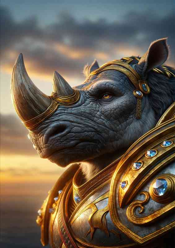 Rhinoceros warrior capturing the strength in his gaze
