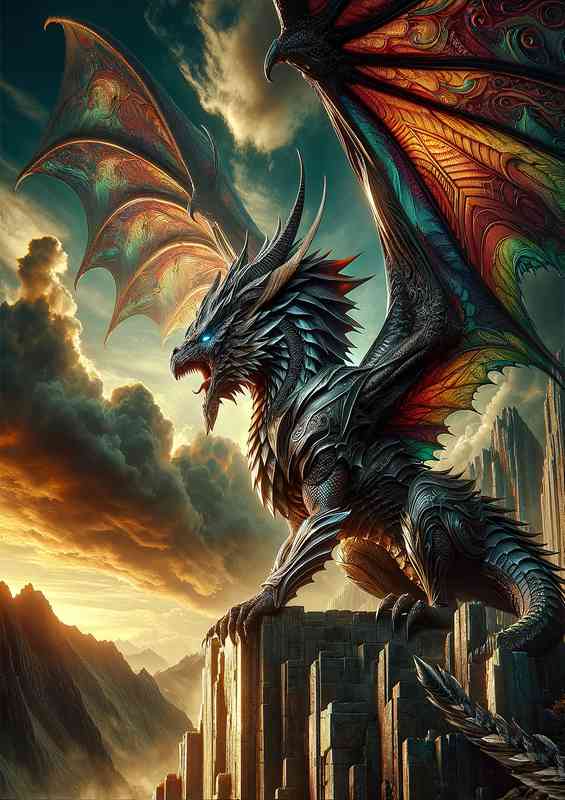 Single anthropomorphic warrior animal in a fantastic composition the Dragon