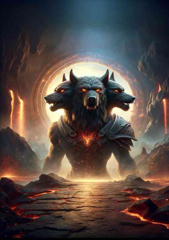 Warrior animal Cerberus the mythical three heads