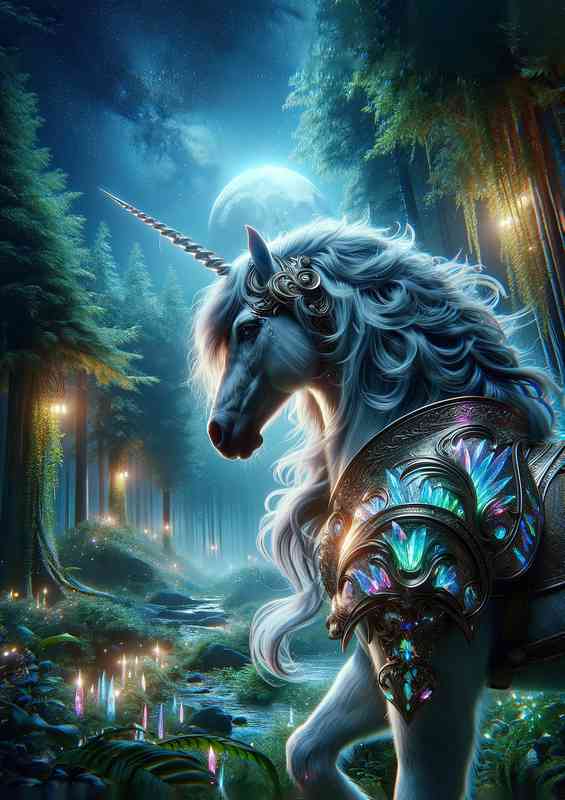 Warrior animal The scene features a majestic unicorn