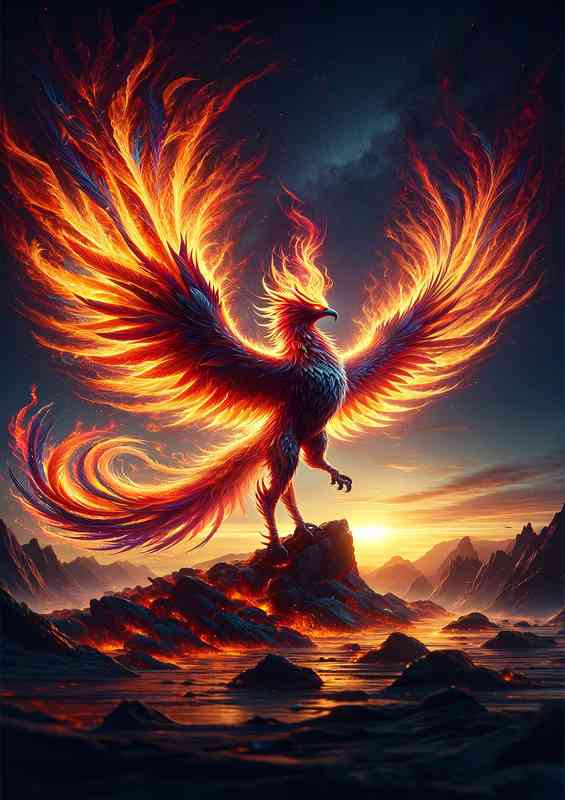 Warrior animal Visualize a majestic phoenix with flames