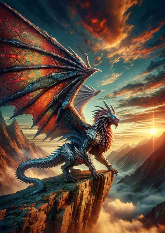 Warrior animal a fantastic magestic dragon on a rock
