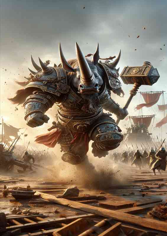 Warrior animal a fierce rhinocero