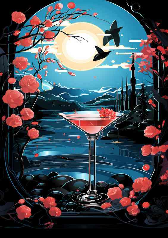 Cocktail Martini with chreeies by the window