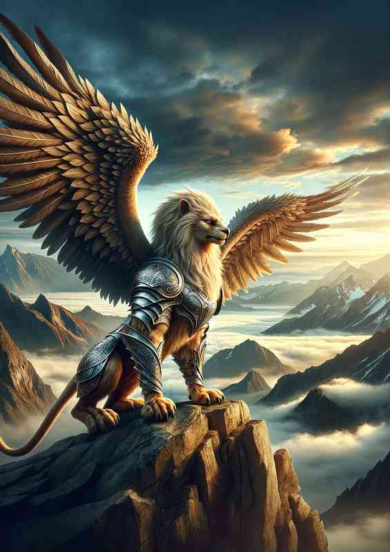Warrior animal a noble griffin with the body of a lion