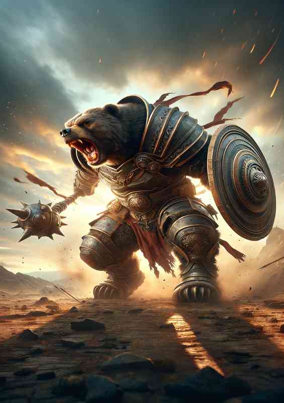 Warrior animal fierce bear with amour