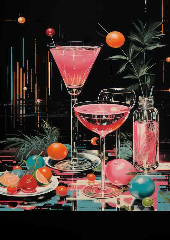 Cocktail hour pink martini retro style
