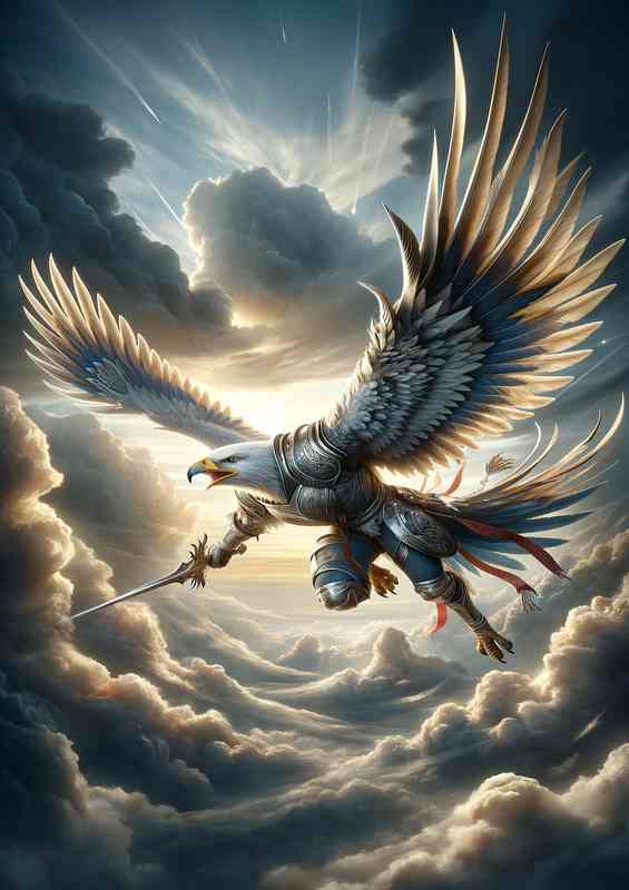 Warrior animal in a dynamic action pose a majestic eagle