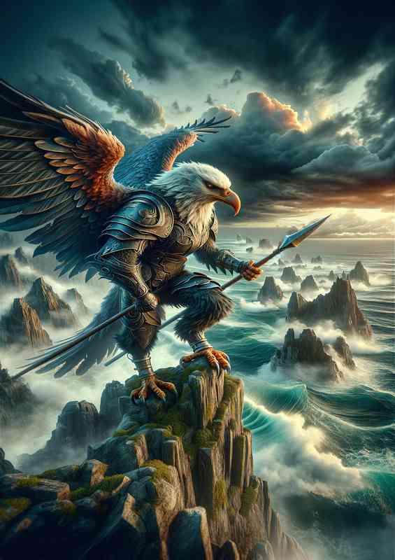 Warrior animal in a fantastic a fierce eagle