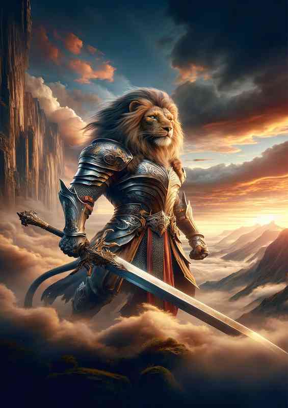 Warrior animal in a fantastic composition Imagine a majestic lion