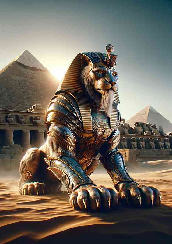 Warrior animal majestic sphinx with the body of a lion