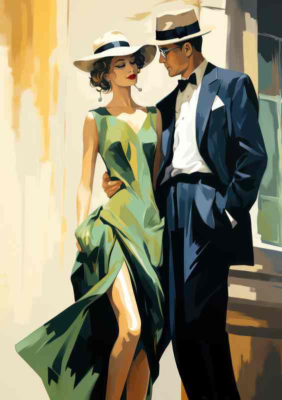Courting couple retro style