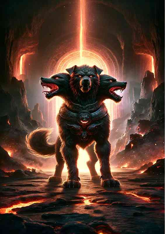 Warrior animal powerful Cerberus the mythical three
