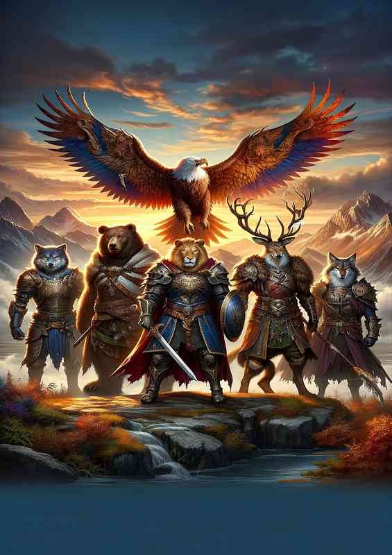 Warrior animals in a fantastic composition