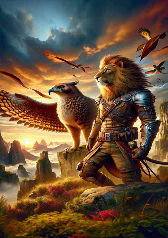 Warrior animals in a fantastic stance for battle