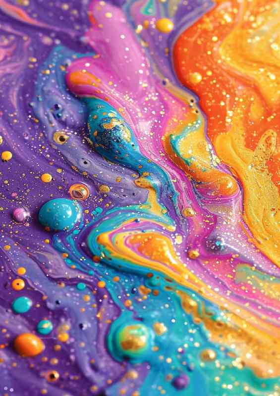Colorful drops of water on a surface