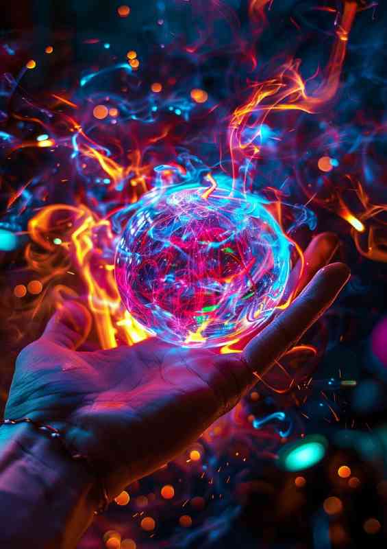 Colorful fireball in the hand