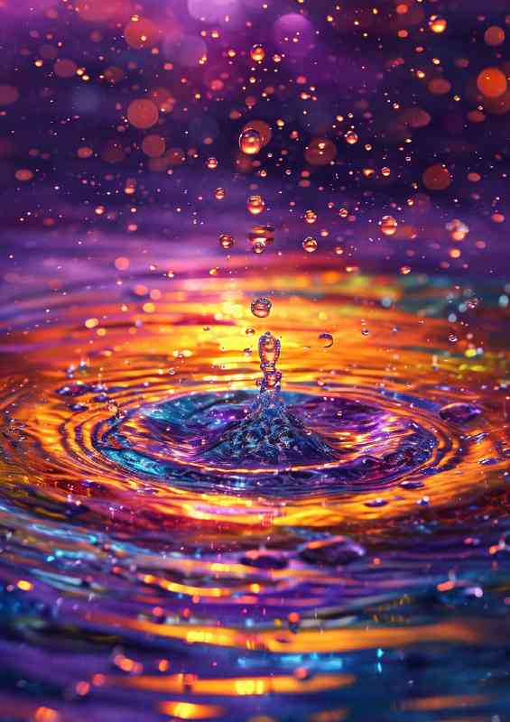 Colourful water splash purples oranges