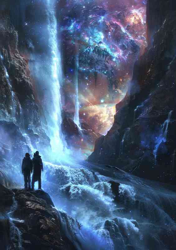 Fallen galaxy with two men standing
