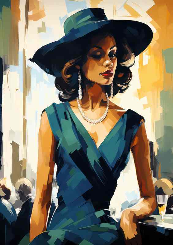 Lady at the bar retro style