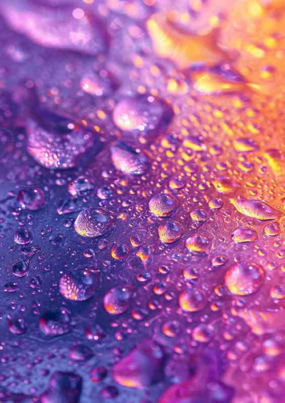 Water drops on a colorful surface