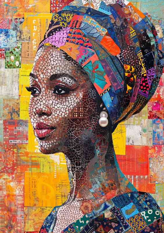A painting style of a woman with pearl earing