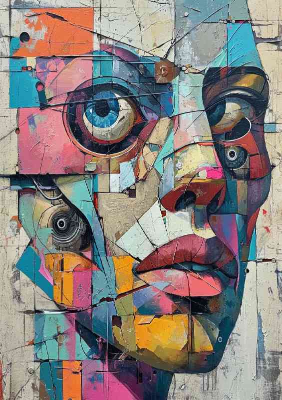Abstract painting of what seems to be a face