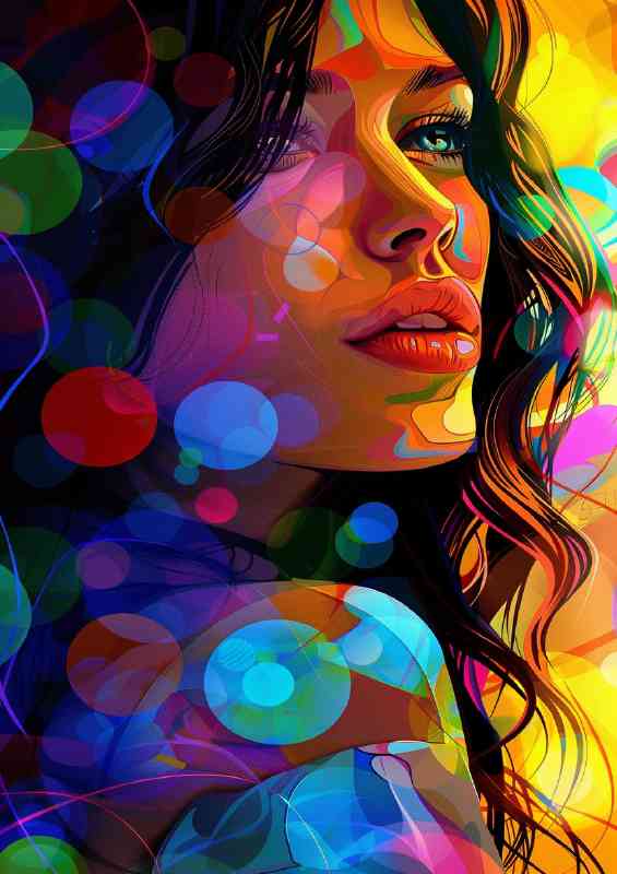 Beautiful woman circles colorful