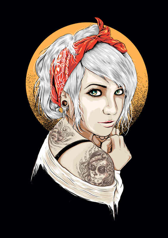 Red Bandana Girl Metal Poster