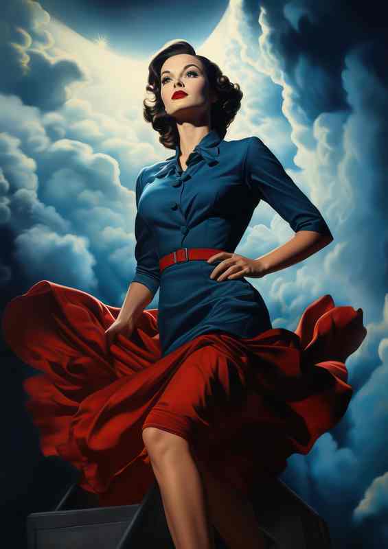 Retro girl in a red dress