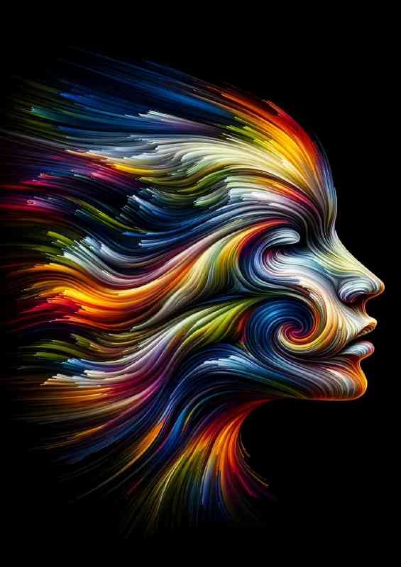 Fusion of human features with abstract art