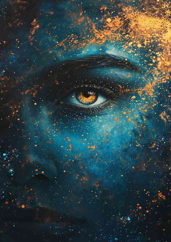 Galaxy abstract face in blue