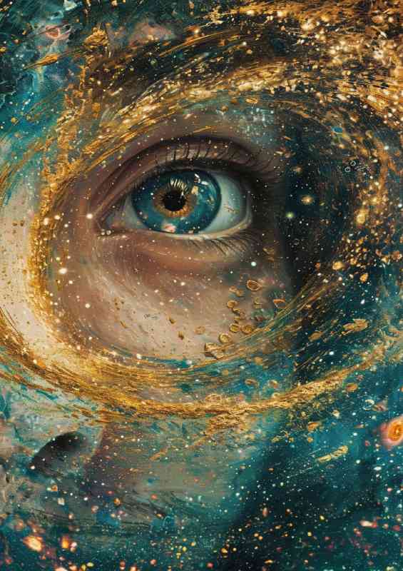Girl with galaxy in face acrylic painting