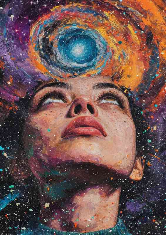 Painted style of a woman gazing