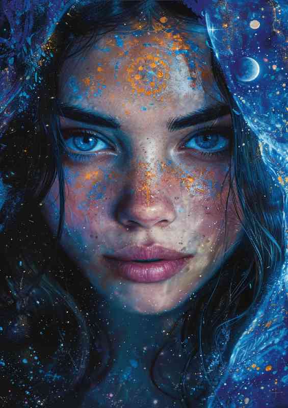 Painting of a womanwith mystical sky