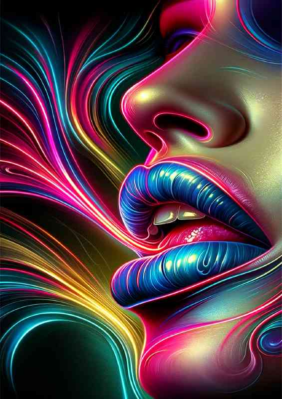 Vibrant essence of neon lips