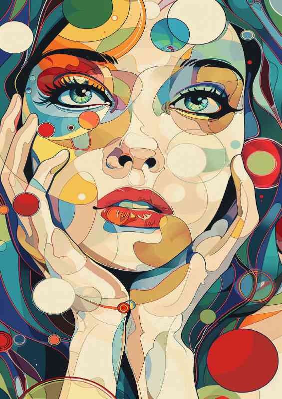 Woman with colorful circles