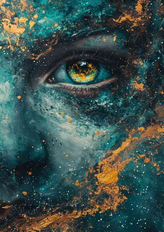 Galaxy in face acrylic painting
