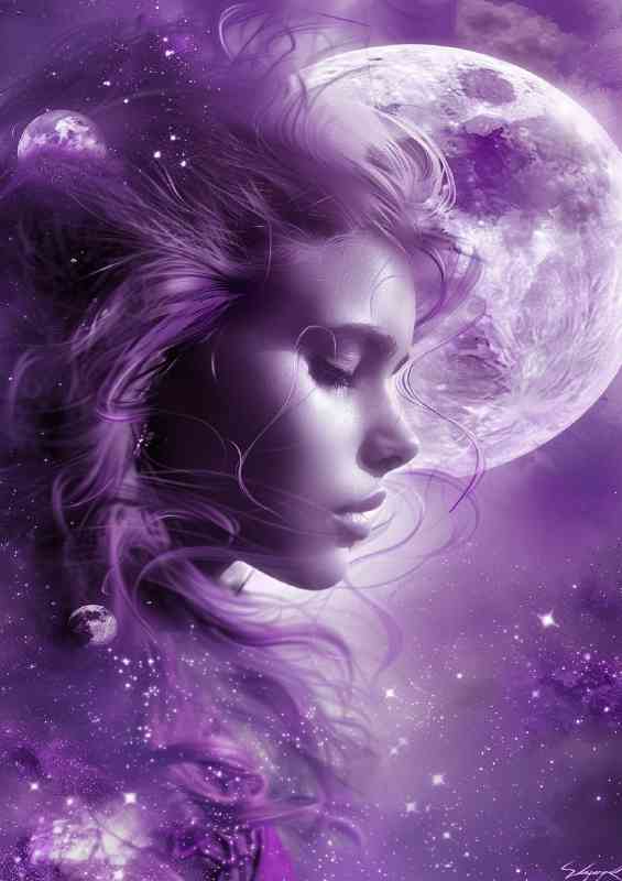 Woman with a planet and space