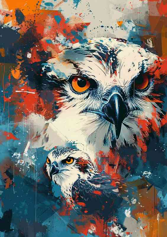 A Pair of Osprays in abstract art