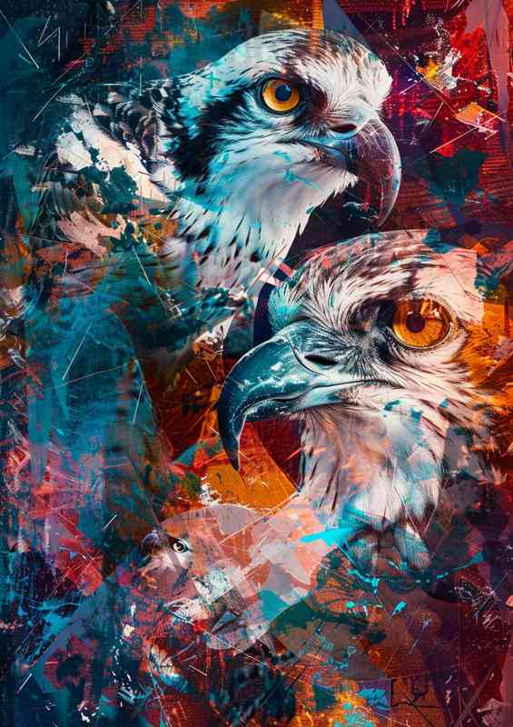 A Pair og birds in abstract art | Metal Poster