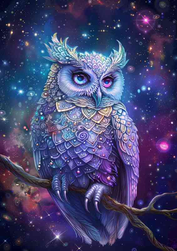 A stunning beautiful owl with colours