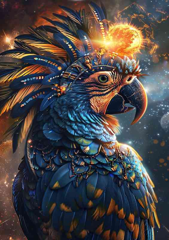 Beautiful and colorful blue gold Parrot | Metal Poster