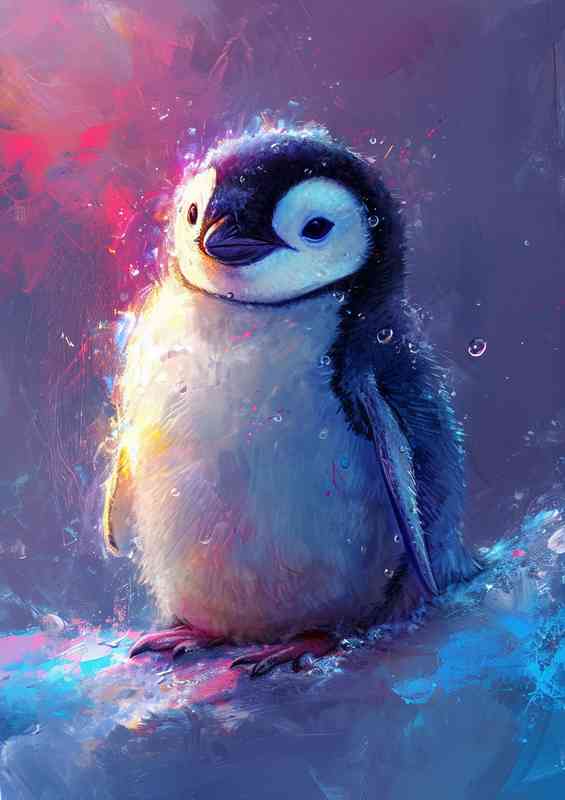 Cute and funny penguin painted art