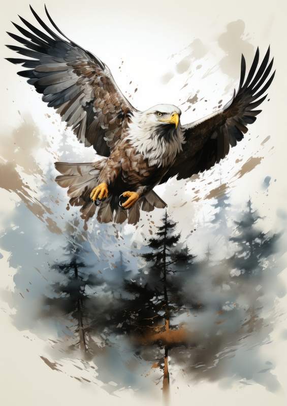 Eagle in flight water colours