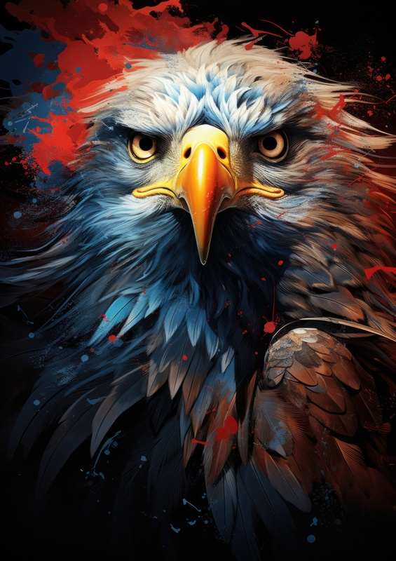 Eagle with red splashes