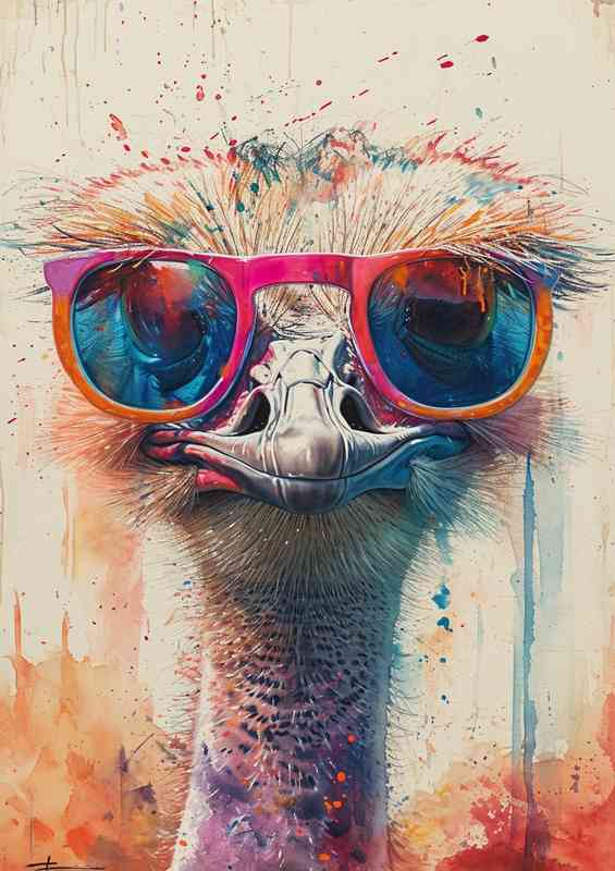 Geff the Ostrich with his pink glasses on